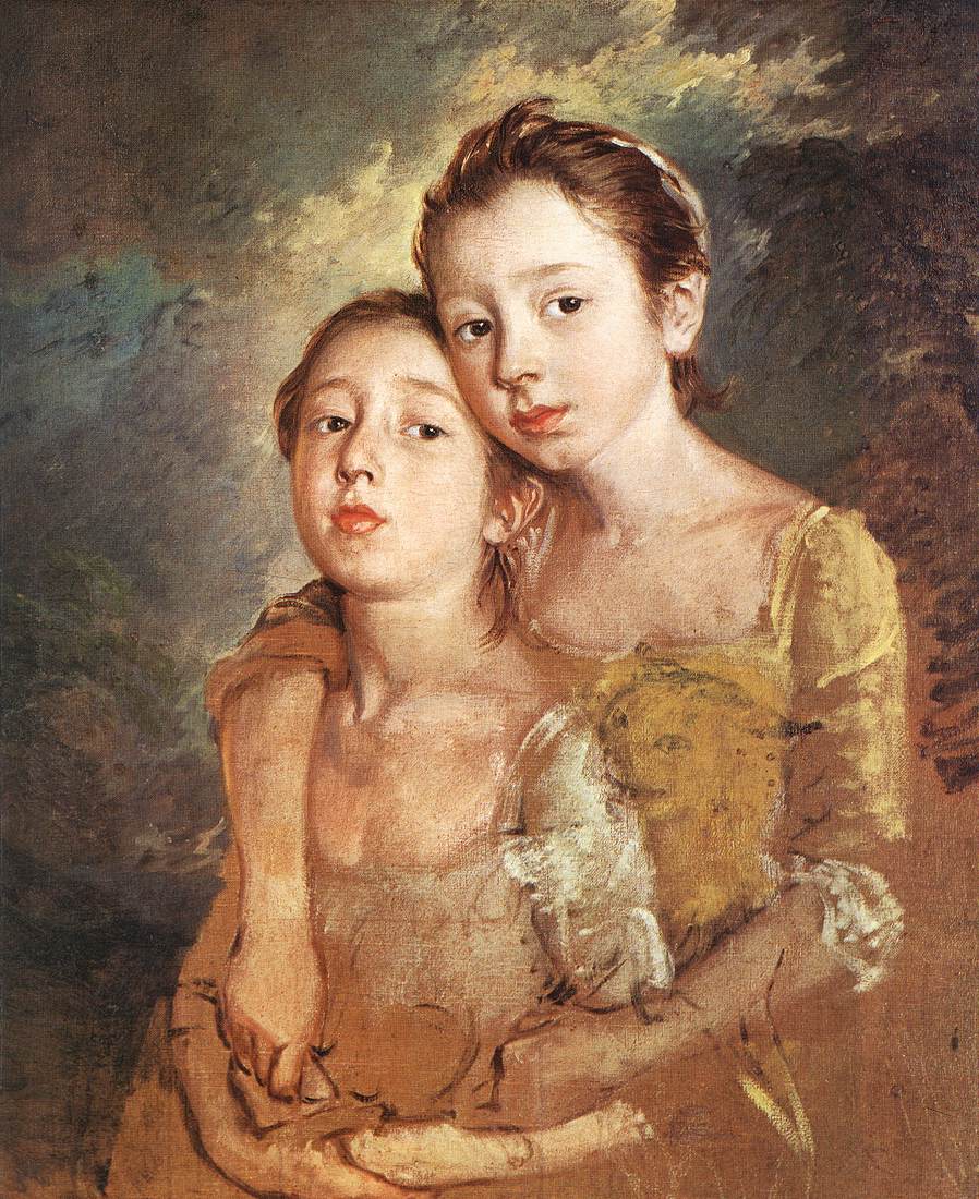 The Artist s Daughters with a Cat